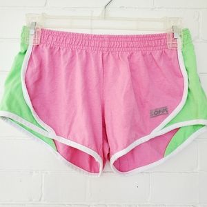 Soffe pink and green athletic shorts size xl girls